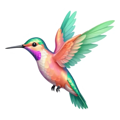 peach pink and mint humming bird sticker