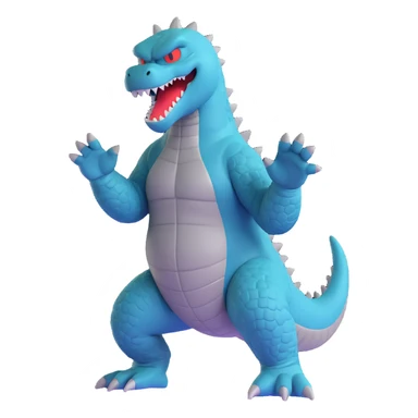Godzilla as a 3D cartoon character, dynamic pose, vibrant colors sticker
