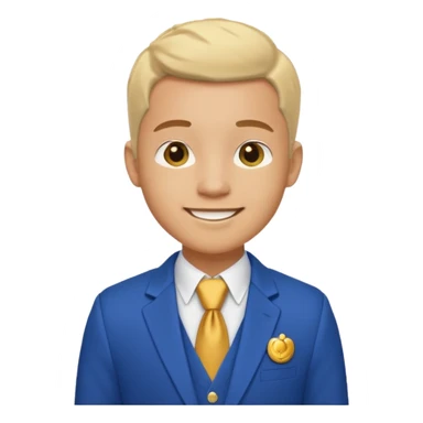 i need an image of a man named clyde who provides basic credit reports. wears a blue blazer with gold button and open necked white shirt  sticker