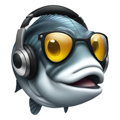 Sea bass wearing headphones and sunglasses sticker