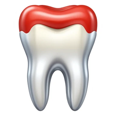 human tooth emoji, smooth chrome ceramic-metal texture, clean medical luxury aesthetic, isolated on white, no face sticker