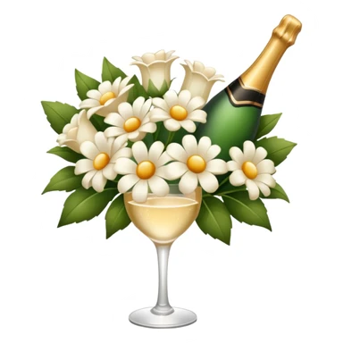 arranjos de flores num buque cor champagne e branco   sticker