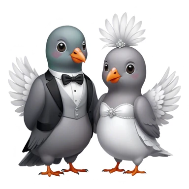 pigeon wedding one wearing a wedding dress the other wearing a tuxedo  sticker