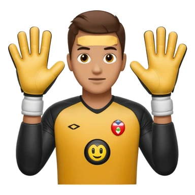 Football goalkeeper gloves with man goalkeeper and small emoji sticker