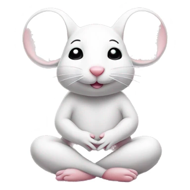 Cute little white mouse meditating on a pink yoga mat  sticker