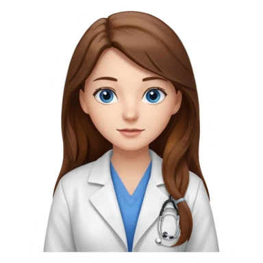 pretty female nursing student with long brown hair, blue eyes inside a classroom at university sticker