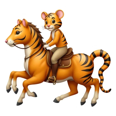 a mouse and a tiger riding a horse sticker