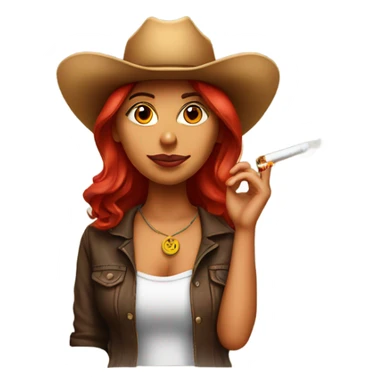 Red head Latina with a cowboy hat on smoking  sticker