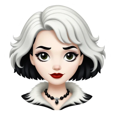 Cruella de Vil with black and white hair sticker