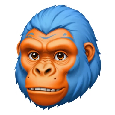 blue haired gorilla head with orange face tattoo lines, no text, facing slightly right sticker