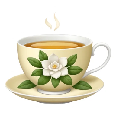 White gardenia tea cup sticker