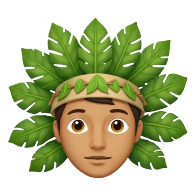 an man with jungle wearing a large leaf headgear bye  sticker