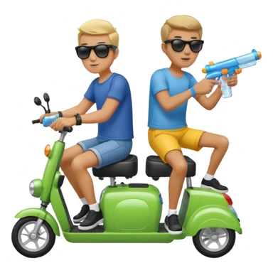 2 men on mobility scooters with water pistols sticker