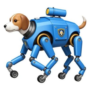 Very fast  jumping riot Boston Dynamics police robotic beagle Sherlock Holmes robodog with large off-road wheels for feet  sticker