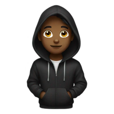 A boy with a black hoodie and long hair sticker