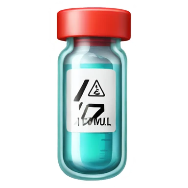 Clear glass insulin vial with a hazardous sign label sticker