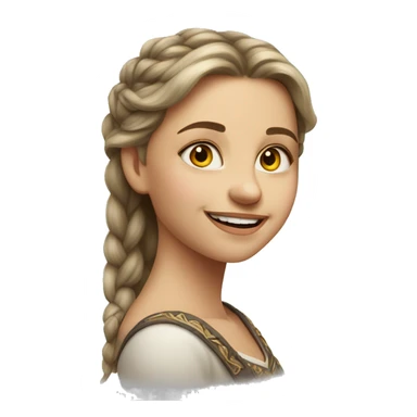 slavic girl with hazel eyes makeup smiling with teeth stands in profile sticker