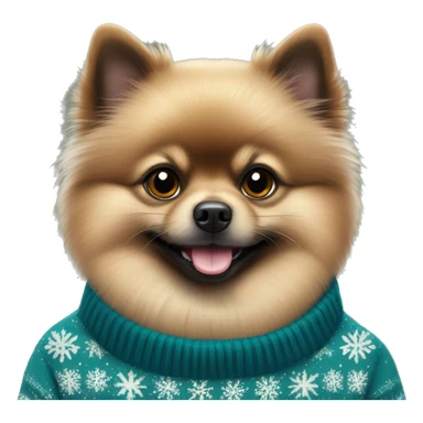 A black Pomeranian spitz in a New Year's sweater sticker