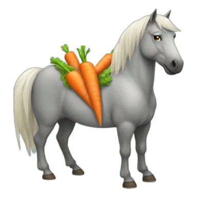 An angry horse with a carrot in his pocket.  sticker