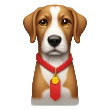 un perro sentado con correa roja  sticker