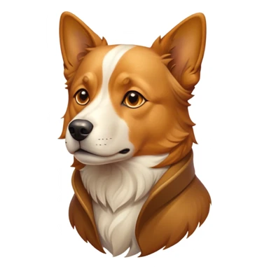 Cinematic Noble Domestic Dog Portrait Emoji, Poised and dignified, with a well-proportioned build and a neatly groomed coat of warm, inviting tones, expressive eyes radiating loyalty and wisdom, Simplified yet sharp and sophisticated features, highly detailed, glowing with a soft, dignified glow, high shine, intelligent and steadfast, stylized with an air of understated charm, focused and attentive, soft glowing outline, capturing the essence of a watchful and confident domestic dog that feels as though it could step out of the screen with effortless authority! sticker