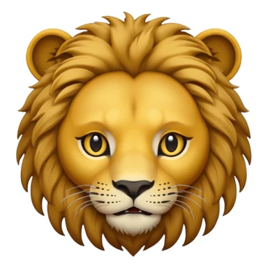 simple lion face emoji DOT eyes, only pupils,  solid black , no iris, no Sclera sticker