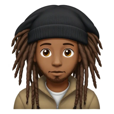 Black dude with dreads and a beanie sticker