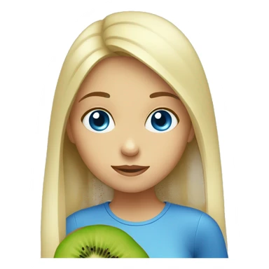 girl with blue eyes who is eating kiwi sticker