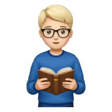boy reading in the library full body sticker
