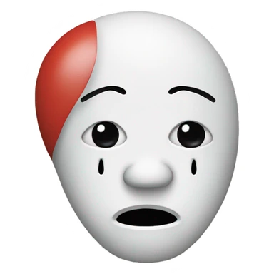 depressed face holding a clown mask  sticker