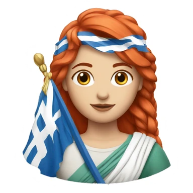 a red hair female on everest with Greek flag sticker