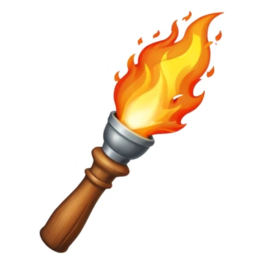 A flaming torch with a wooden handle, like an adventure movie torch sticker