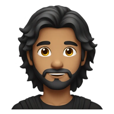 Indian lightly Bearded boy with long majestic in black clothes hair sticker