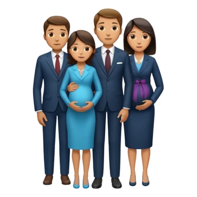 Ok keep this just change it a bit. Make them separate from each other so you know who who’s on the side and who’s on the dad side dad‘s family is standing next to him, wife family standing next to her. And T he wife is pregnant. sticker