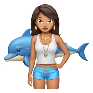 a big chested, big butt latina in a tank top and dolphin shorts sticker
