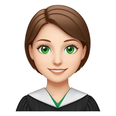 Use the same photo as before but make eyes more green and dress like a law student sticker