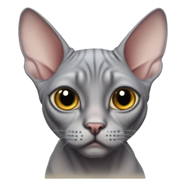 A very chubby, one-eyed gray sphynx cat sticker