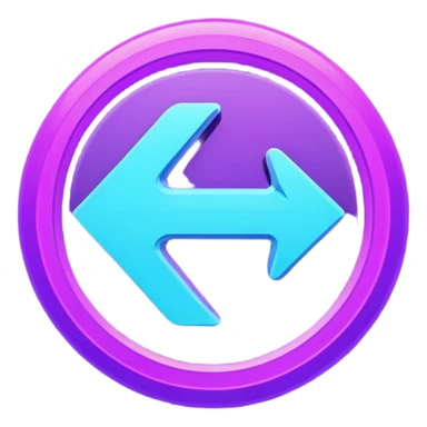 Futuristic “refresh/replay” arrow in Virtuosa style: rounded shape, blue (#00A9F4) and violet (#9A1AFF) neon glow, smooth 3D look, friendly and modern. No text. Full background (not transparent).
 sticker