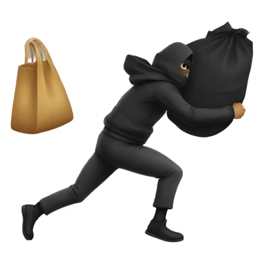 robber running to the left with a black bag sticker