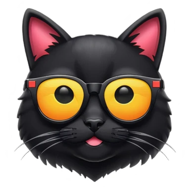 Black cat with pixel shades sticker