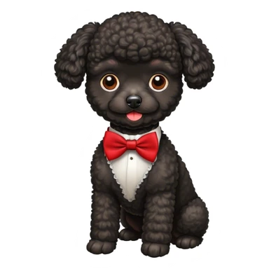 Black toy poodle with red bow tie sticker