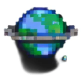 A retro-style representation of space with stars and planets sticker