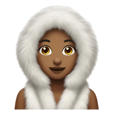 Girl in white big fluffy fur ear muffs sticker