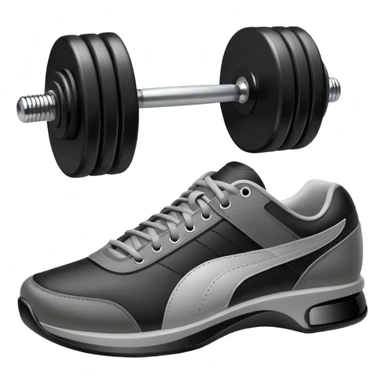 sports shoe next to a dumbbell sticker