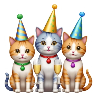 diffrent colours cat  with party hats sticker