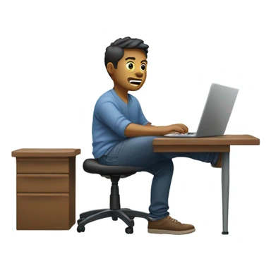 Person kicking desk sticker