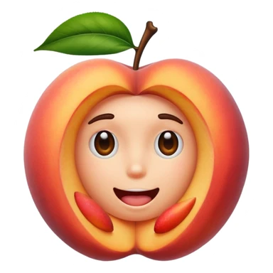 A finger inside of a peach  sticker