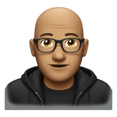 bald man with glasses in black shirt sticker