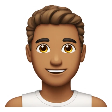 Latino guy, soft brown eyes, eyebrows raised all the way up , smirking with a rose blush Cheeks sticker