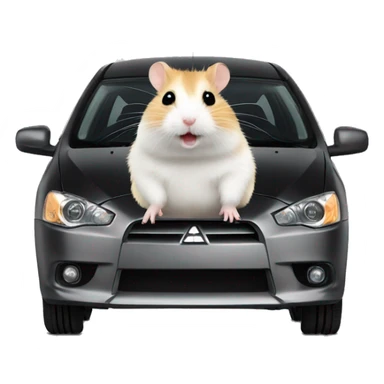 Hamster on Mitsubishi lancer black  sticker